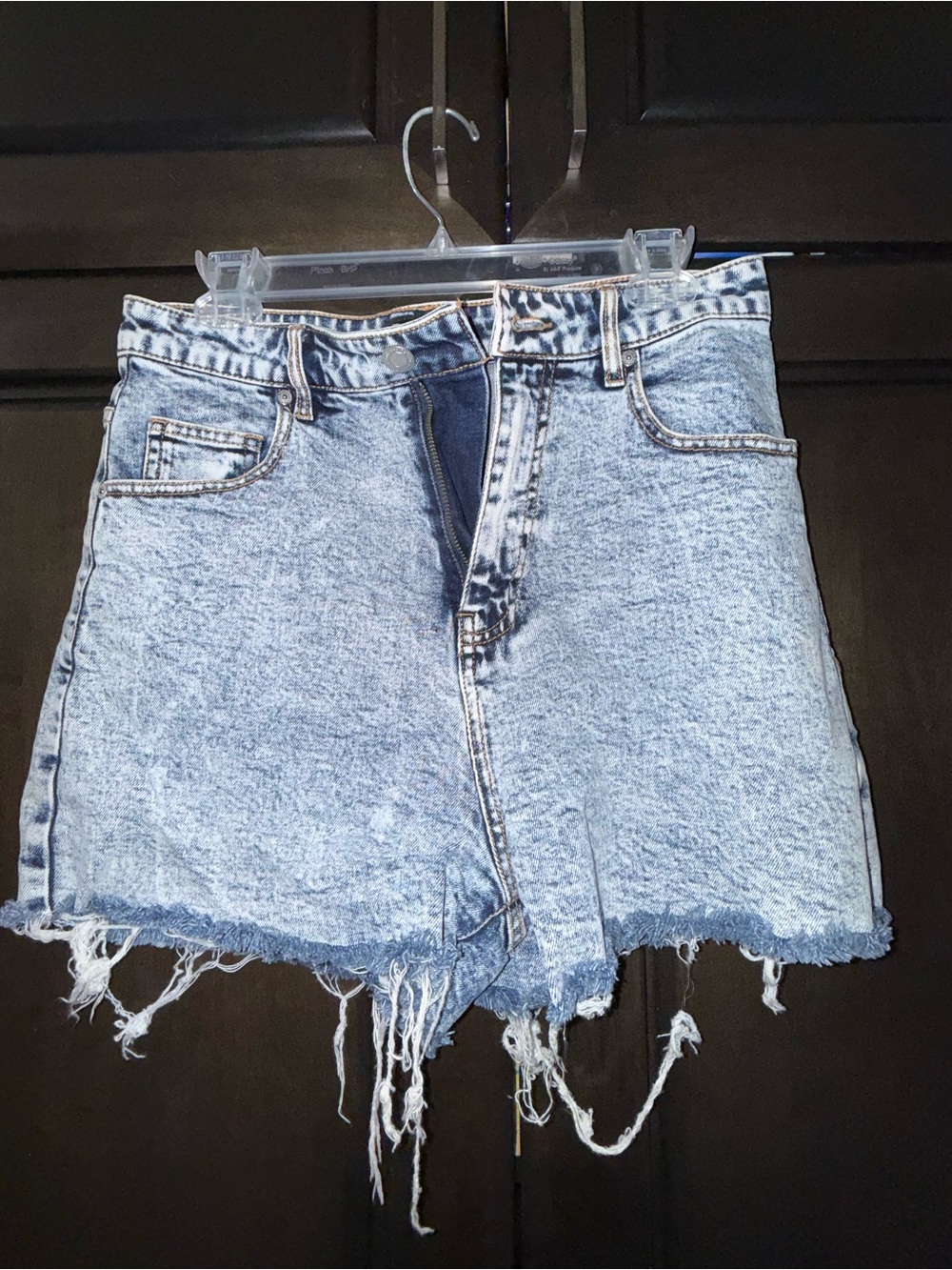Frank & Oak Light Blue Acid Wash Denim Cutoff Shorts